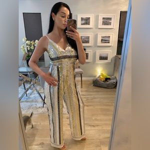 Fun and comfortable sequence jumpsuit.